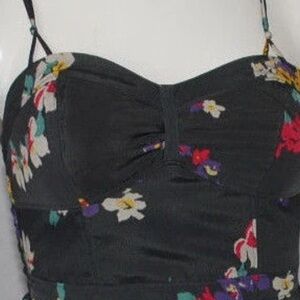 American Eagle Outfitters Black floral corset slip short dress size 10